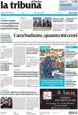 Prima pagina La Tribuna di Treviso di oggi - Quotidiano regionale