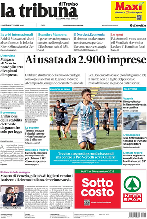 Prima pagina La Tribuna di Treviso di oggi - Quotidiano regionale