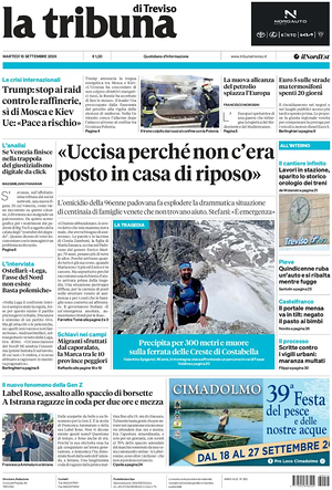 Prima pagina La Tribuna di Treviso di oggi - Quotidiano regionale