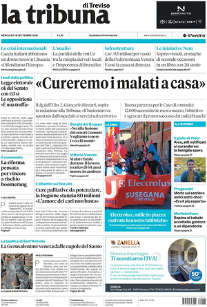 Prima pagina La Tribuna di Treviso di oggi - Quotidiano regionale