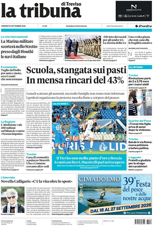 Prima pagina La Tribuna di Treviso di oggi - Quotidiano regionale