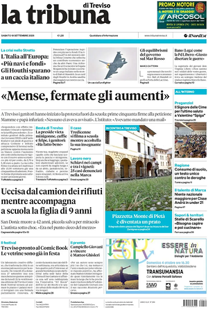 Prima pagina La Tribuna di Treviso di oggi - Quotidiano regionale