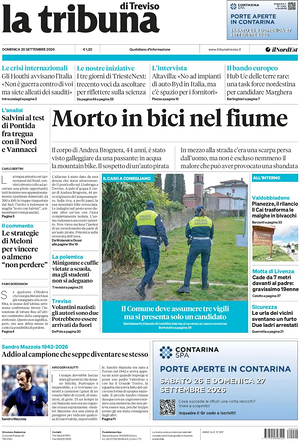 Prima pagina La Tribuna di Treviso di oggi - Quotidiano regionale