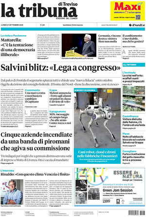 Prima pagina La Tribuna di Treviso di oggi - Quotidiano regionale