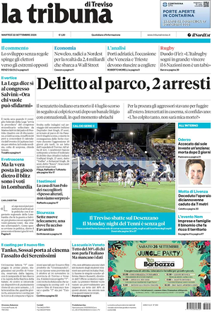 Prima pagina La Tribuna di Treviso di oggi - Quotidiano regionale