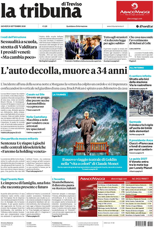 Prima pagina La Tribuna di Treviso di oggi - Quotidiano regionale