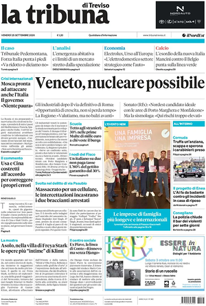 Prima pagina La Tribuna di Treviso di oggi - Quotidiano regionale