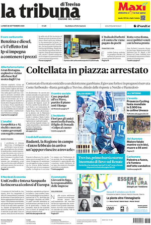Prima pagina La Tribuna di Treviso di oggi - Quotidiano regionale