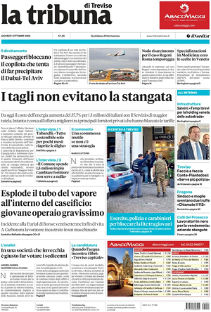 Prima pagina La Tribuna di Treviso di oggi - Quotidiano regionale
