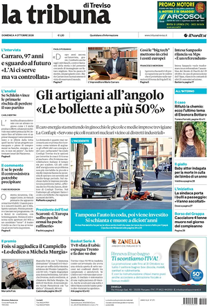 Prima pagina La Tribuna di Treviso di oggi - Quotidiano regionale