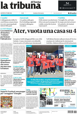 Prima pagina La Tribuna di Treviso di oggi - Quotidiano regionale