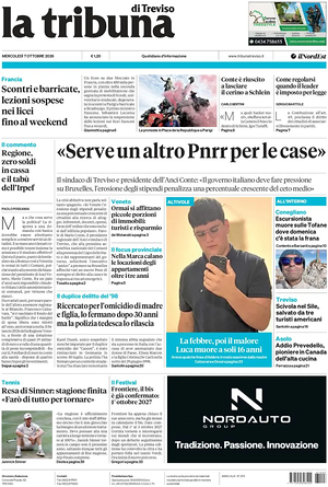 Prima pagina La Tribuna di Treviso di oggi - Quotidiano regionale