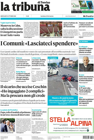 Prima pagina La Tribuna di Treviso di oggi - Quotidiano regionale