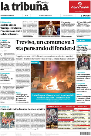 Prima pagina La Tribuna di Treviso di oggi - Quotidiano regionale