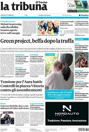 Prima pagina La Tribuna di Treviso di oggi - Quotidiano regionale