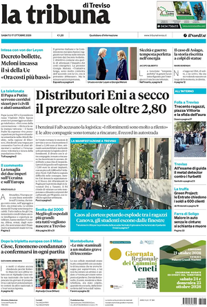 Prima pagina La Tribuna di Treviso di oggi - Quotidiano regionale