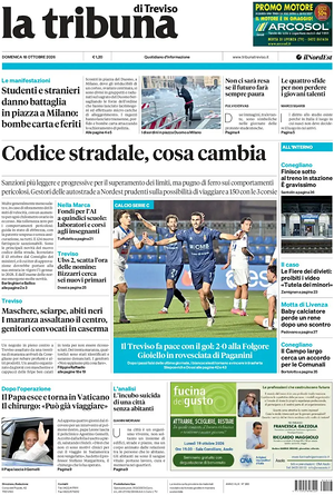 Prima pagina La Tribuna di Treviso di oggi - Quotidiano regionale