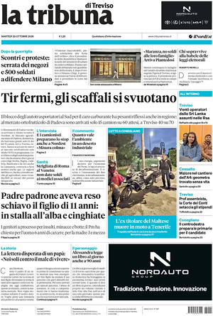 Prima pagina La Tribuna di Treviso di oggi - Quotidiano regionale