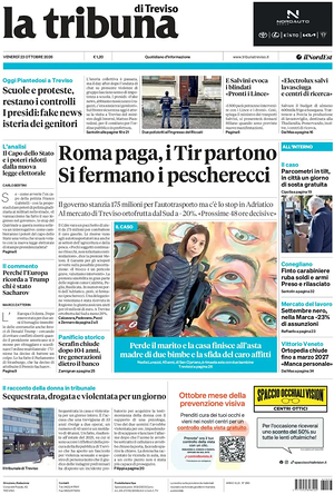 Prima pagina La Tribuna di Treviso di oggi - Quotidiano regionale
