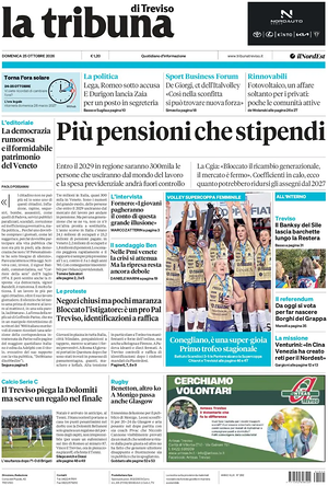Prima pagina La Tribuna di Treviso di oggi - Quotidiano regionale