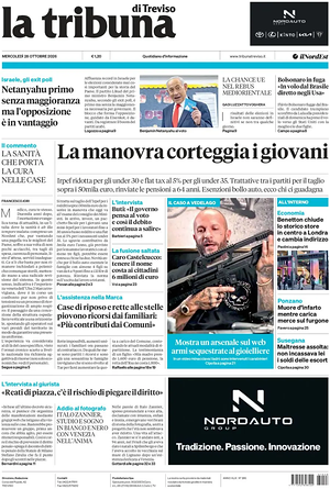 Prima pagina La Tribuna di Treviso di oggi - Quotidiano regionale