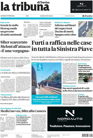 Prima pagina La Tribuna di Treviso di oggi - Quotidiano regionale