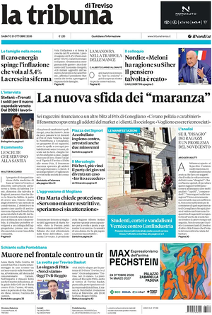 Prima pagina La Tribuna di Treviso di oggi - Quotidiano regionale