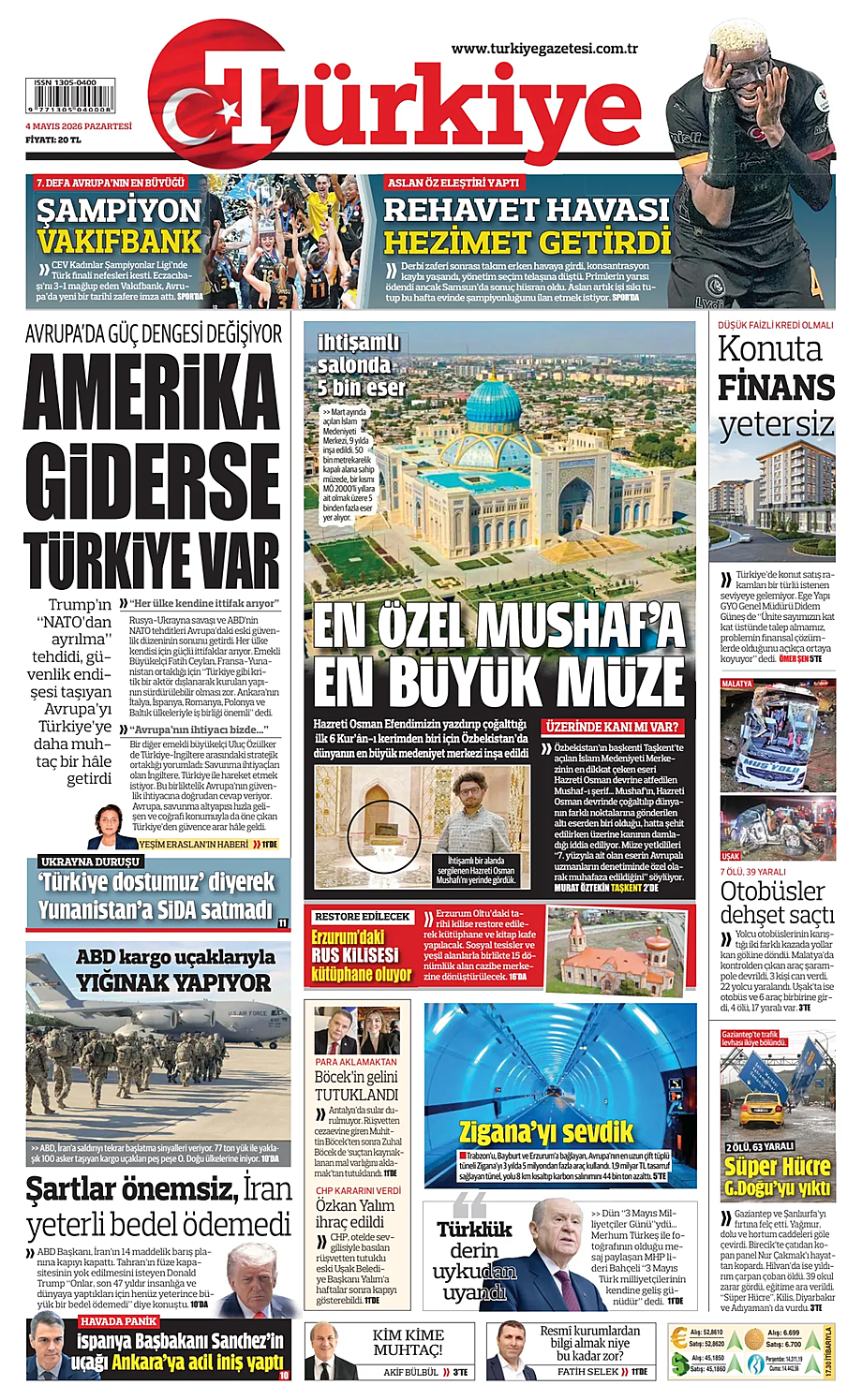Türkiye bugünkü birinci sayfası - Türkiye basını 4 Mayıs 2026