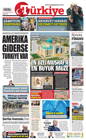 Bugünkü Türkiye birinci sayfası - ulusal gazeteler gazetesi