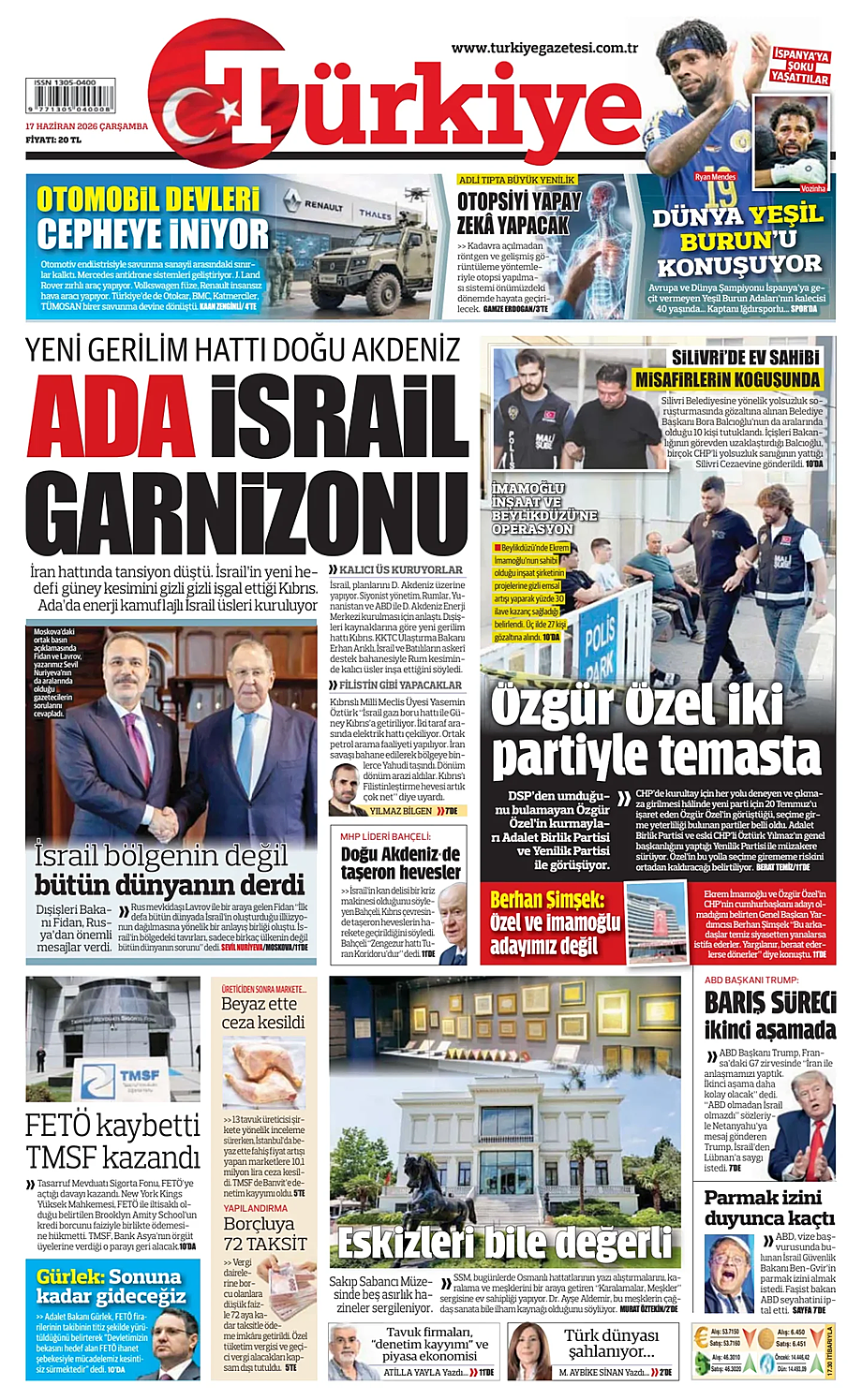 Türkiye bugünkü manşeti ve ilk sayfası - Türkiye basını 17 Haziran 2026