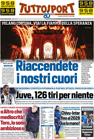 Prima pagina Tuttosport di oggi - Quotidiano sport