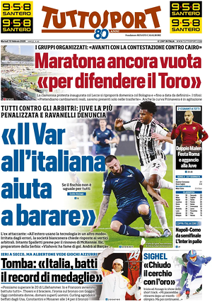 Prima pagina Tuttosport di oggi - Quotidiano sport