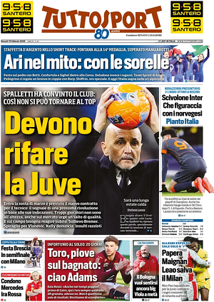 Prima pagina Tuttosport di oggi - Quotidiano sport