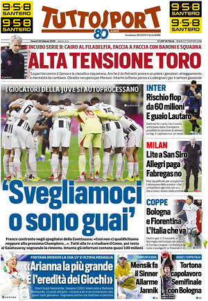 Prima pagina Tuttosport di oggi - Quotidiano sport