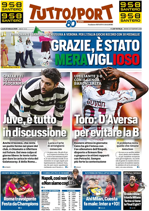 Prima pagina Tuttosport di oggi - Quotidiano sport