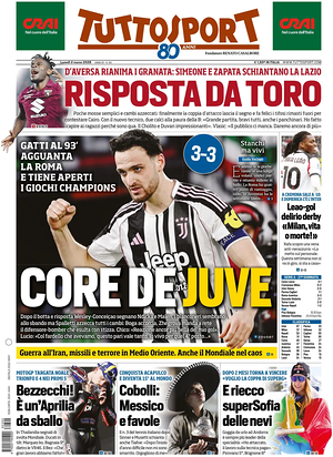Prima pagina Tuttosport di oggi - Quotidiano sport