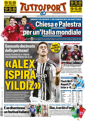 Prima pagina Tuttosport di oggi - Quotidiano sport