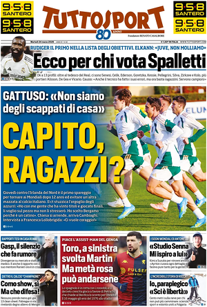 Prima pagina Tuttosport di oggi - Quotidiano sport