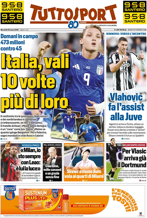 Prima pagina Tuttosport di oggi - Quotidiano sport