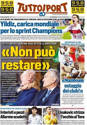 Prima pagina Tuttosport di oggi - Quotidiano sport