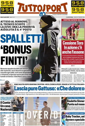 Prima pagina Tuttosport di oggi - Quotidiano sport
