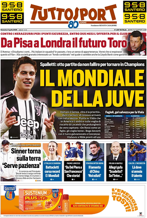 Prima pagina Tuttosport di oggi - Quotidiano sport