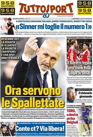 Prima pagina Tuttosport di oggi - Quotidiano sport