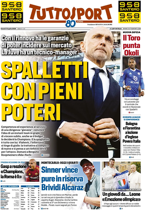 Prima pagina Tuttosport di oggi - Quotidiano sport