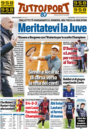 Prima pagina Tuttosport di oggi - Quotidiano sport