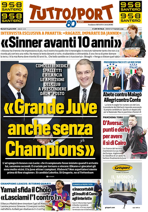Prima pagina Tuttosport di oggi - Quotidiano sport
