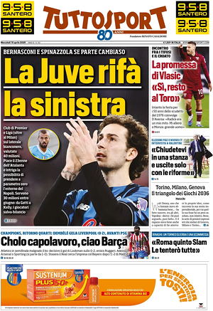 Prima pagina Tuttosport di oggi - Quotidiano sport