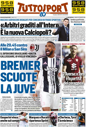 Prima pagina Tuttosport di oggi - Quotidiano sport