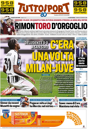Prima pagina Tuttosport di oggi - Quotidiano sport