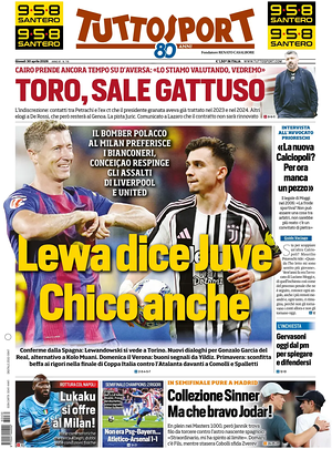 Prima pagina Tuttosport di oggi - Quotidiano sport